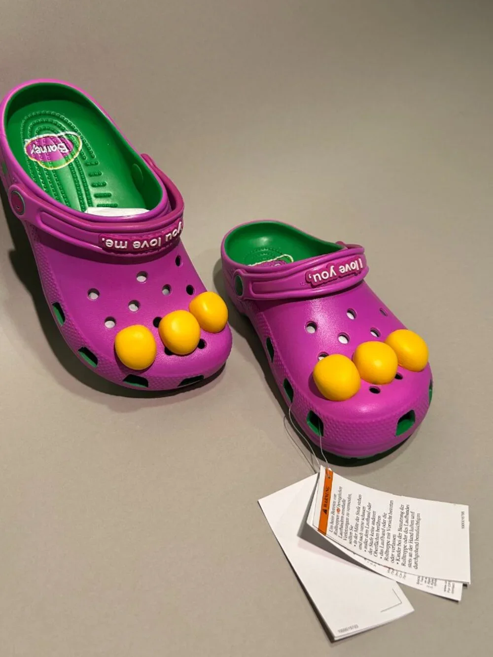 Crocs x Barney Classic Clog in Purple & Green — size J4